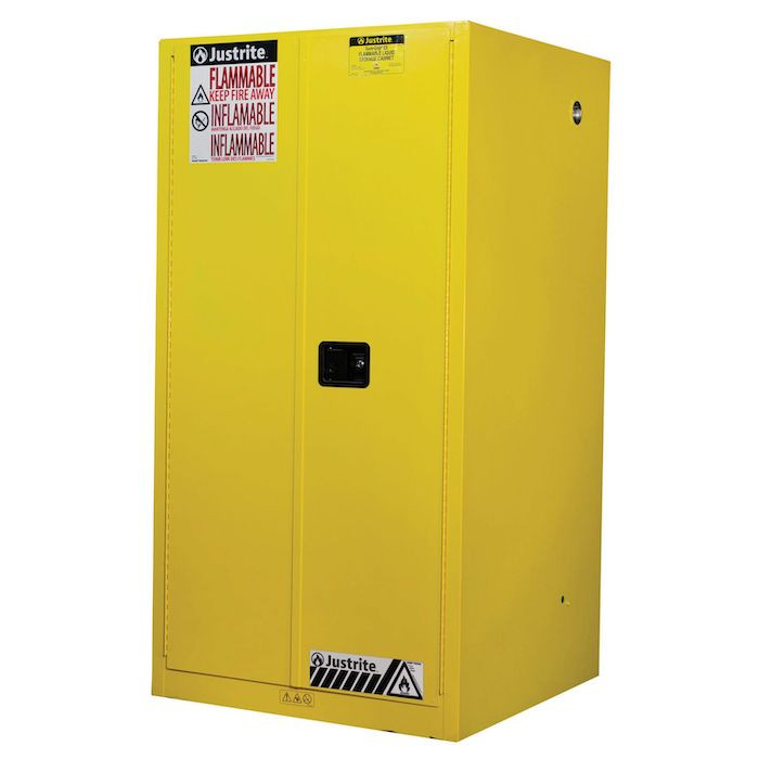60 Gallon, 2 Shelves, 2 Doors, Manual Close, Flammable Cabinet, Sure-Grip&reg; EX, Yellow - 896000