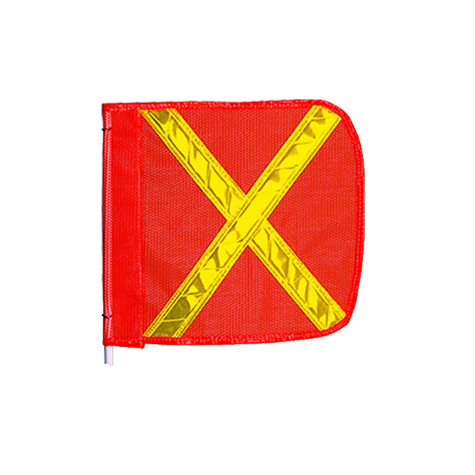 12" Orange Replacement Flag for Warning Whips with Yellow Reflective X - FS8025-O