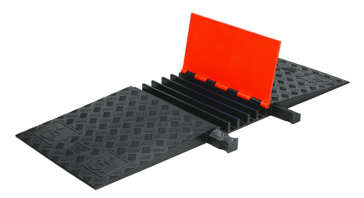5-Channel Guard Dog® ADA Cable Protector for 1.325" Lines, Orange Lid/Black Base - GD5X125-ADA-O/B