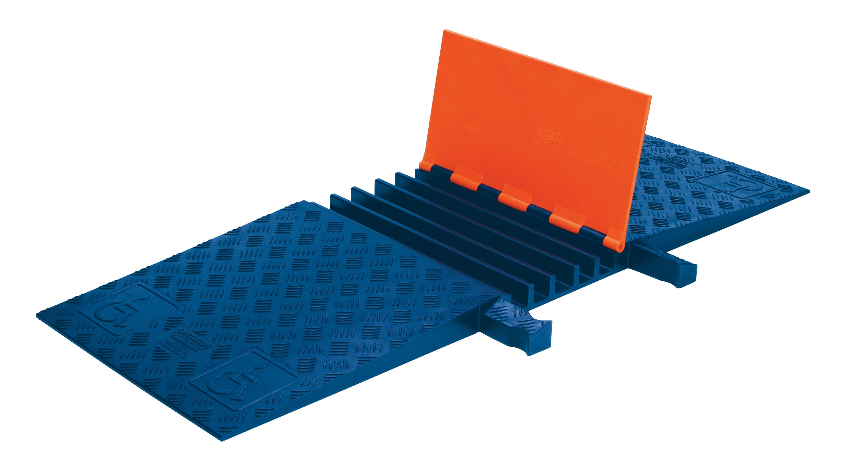 5-Channel Guard Dog® ADA Cable Protector for 1.325" Line, Orange Lid/Blue Base - GD5X125-ADAO/BLU