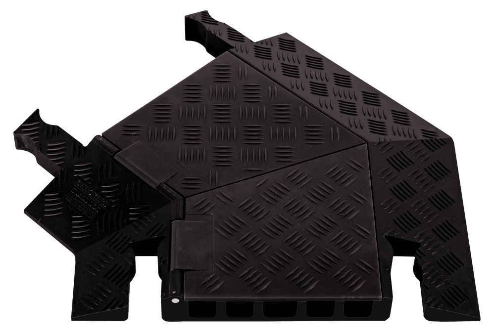 Left Turns for GD5X125 5-Channel Guard Dog® Cable Protector, Black Lid/Black Base - GDT5X125-L-B/B