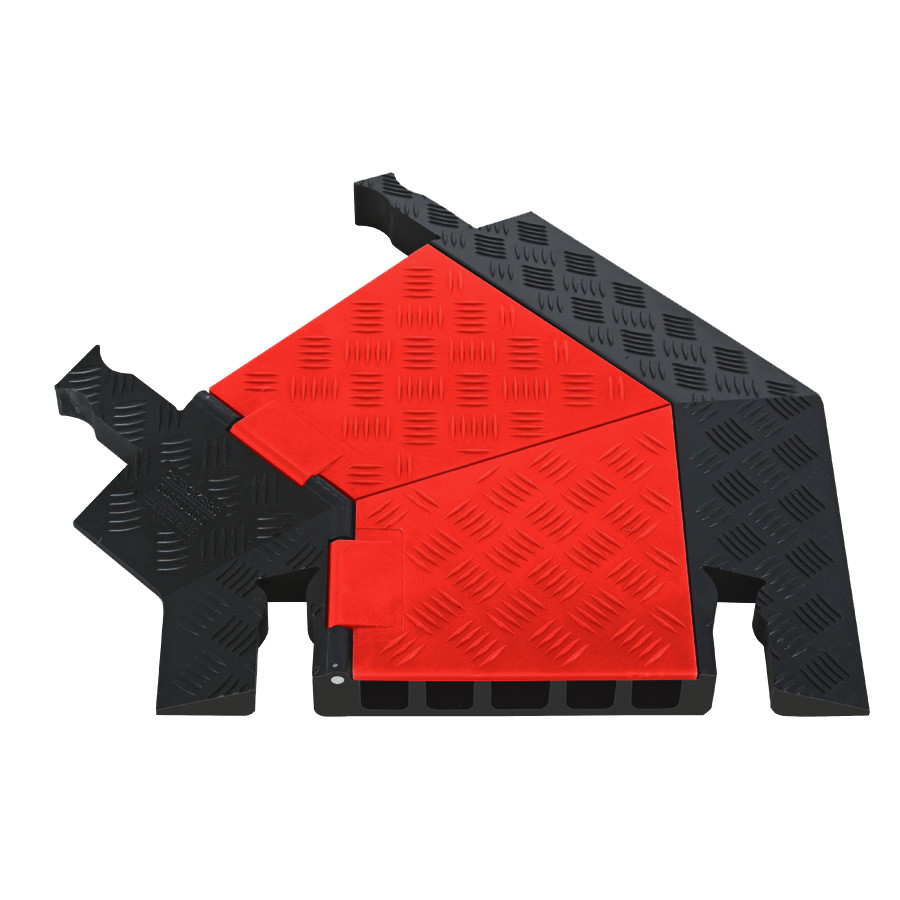 Left Turns for GD5X125 5-Channel Guard Dog® Cable Protector, Orange Lid/Black Base - GDT5X125-L-O/B