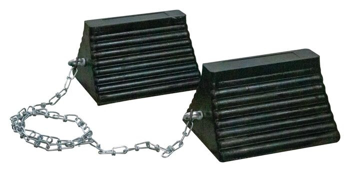 General-Purpose Rubber Wheel Chocks with Cored Bottom, Chained Pair, Trucks & Trailers - RC815-CP