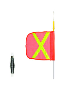 5ft Super Whip Lighted Warning Whip with Amber LED and 12" Orange Flag with Yellow Reflective X - SW5 5ft Super Whip Lighted Warning Whip with Amber LED and 12" Orange Flag with Yellow Reflective X - SW5