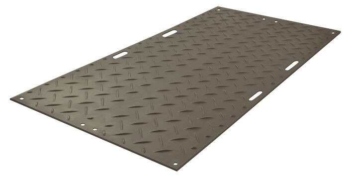 4' x 8' AlturnaMAT&reg; Ground Protection Mat with Hand Holes, 120 Ton Capacity, Black - AM48HH8