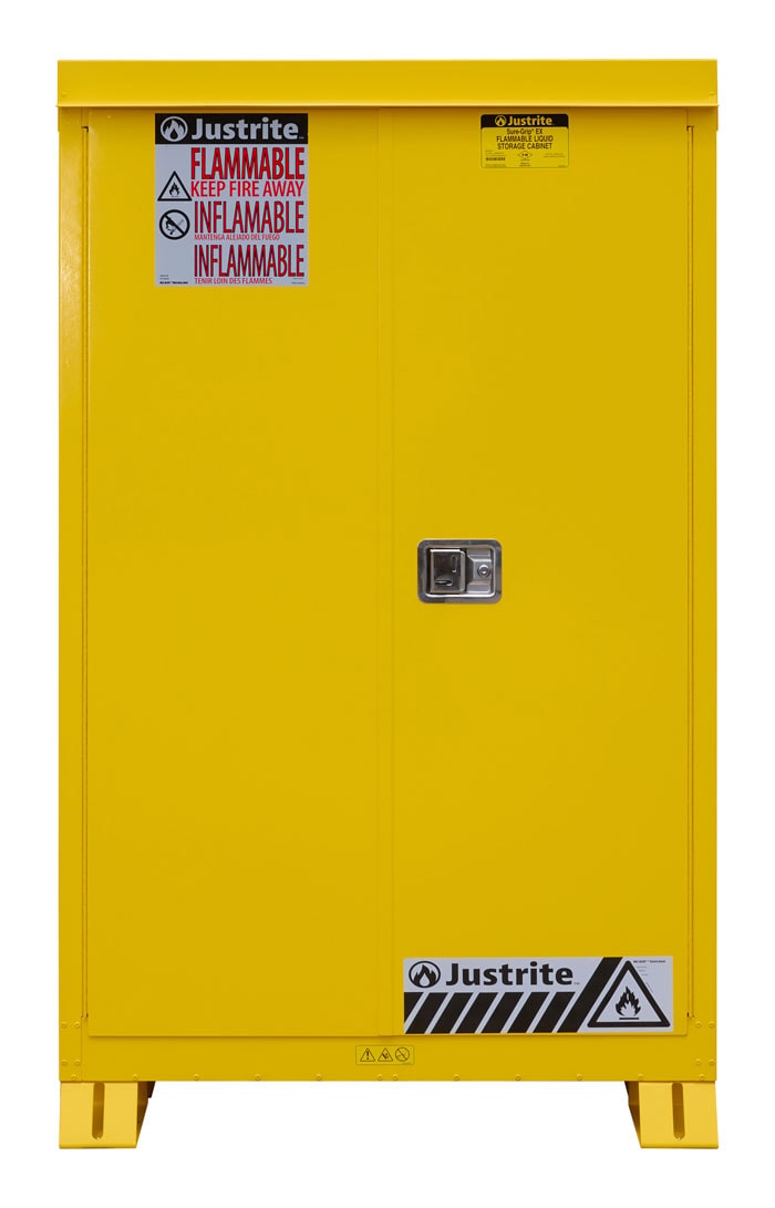 45 Gallon, 2 Shelves, Self Close Doors, Outdoor Flammable Storage Cabinet, Yellow - 814520